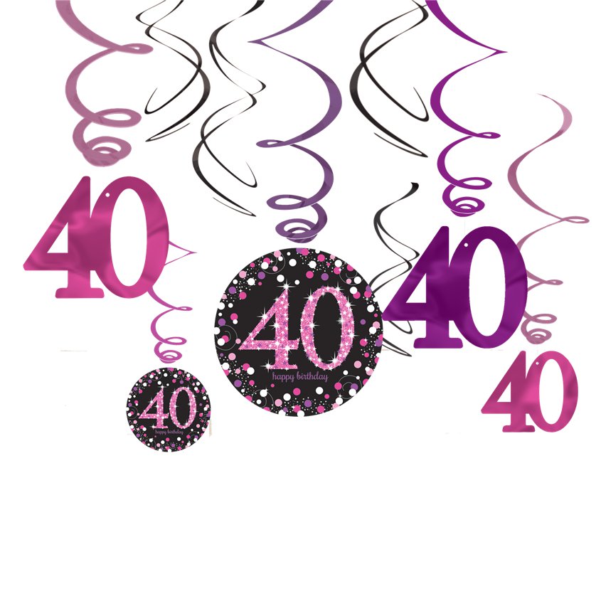 Pink Age 40 Hanging Swirls - 45cm (12pk) – product image 2