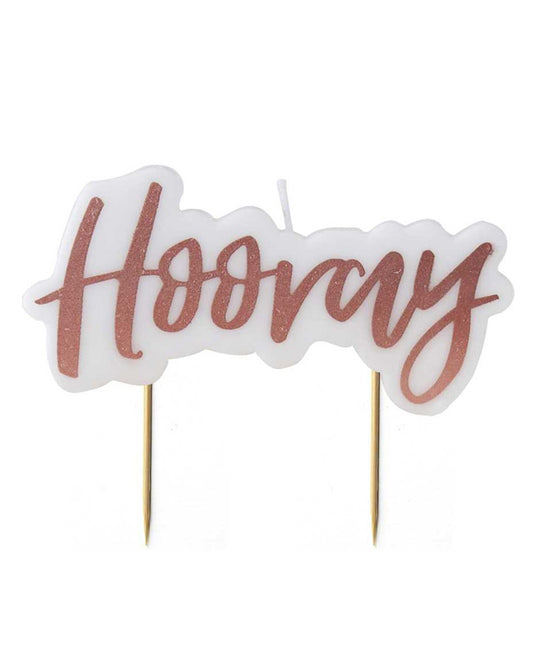 Pick & Mix Rose Gold 'Hooray' Candle - 9.5cm