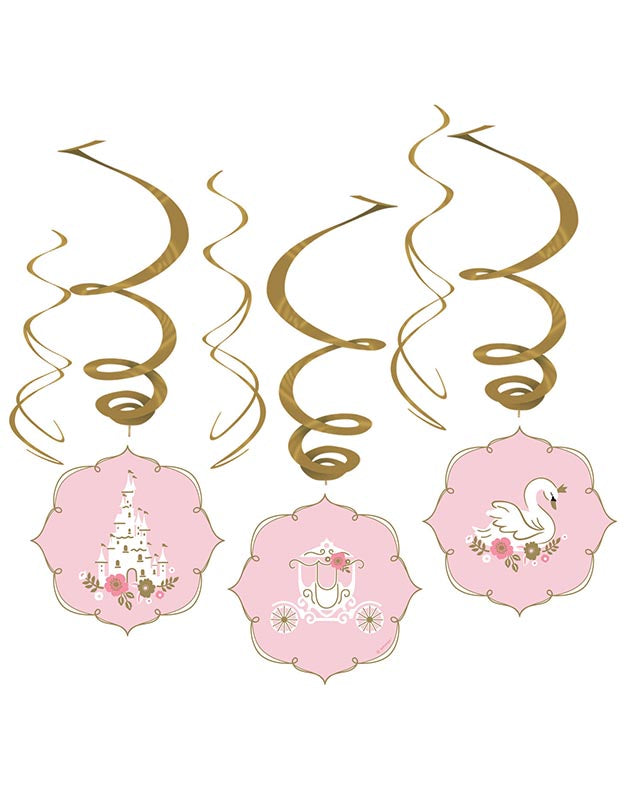 Princess for a Day Hanging Swirl Decorations (6pk)