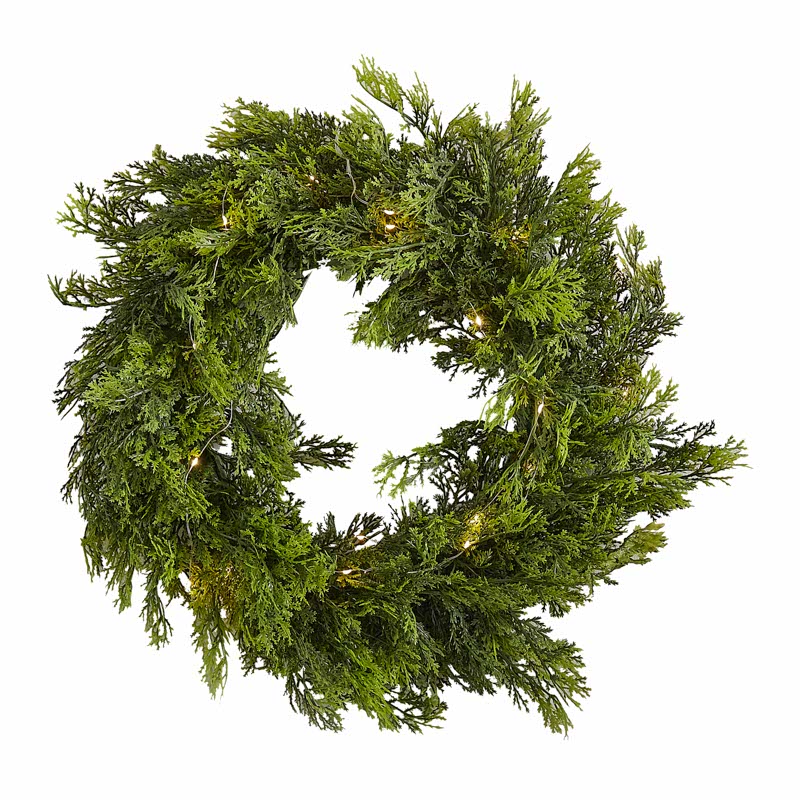 Cedar Pine Foliage Christmas Wreath with Lights - 45cm – product image 2