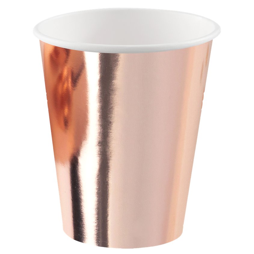 Rose Gold Metallic Paper Cups - 250ml (8pk) – product image 2
