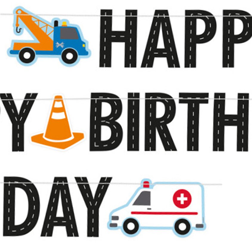 On the Road 'Happy Birthday' Paper Letter Banner - 1.8m – product image 2