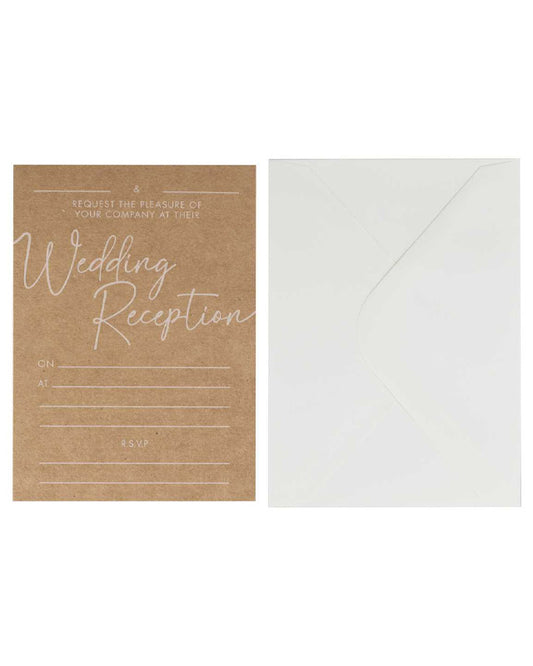Rustic Romance Kraft Evening Wedding Reception Invitations with Envelopes (10pk)