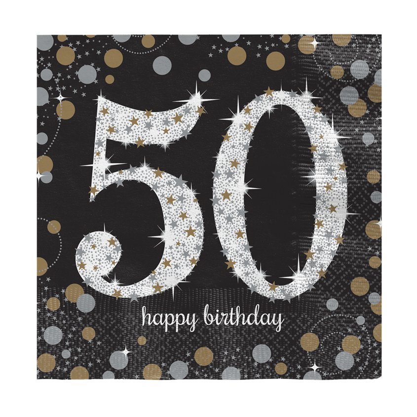 Sparkling Celebration 50th Birthday 2ply Paper Napkins - 33cm (16pk)