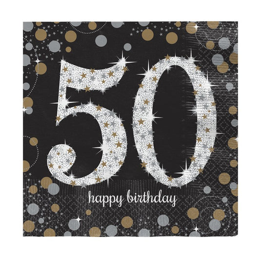 Sparkling Celebration 50th Birthday 2ply Paper Napkins - 33cm (16pk)