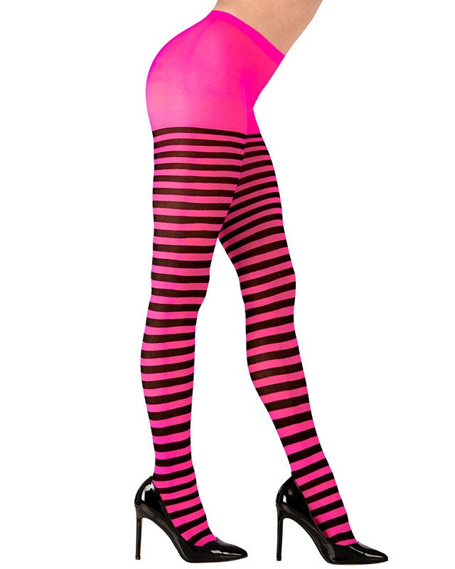 Black & Pink Striped Tights - Adult – product image 1