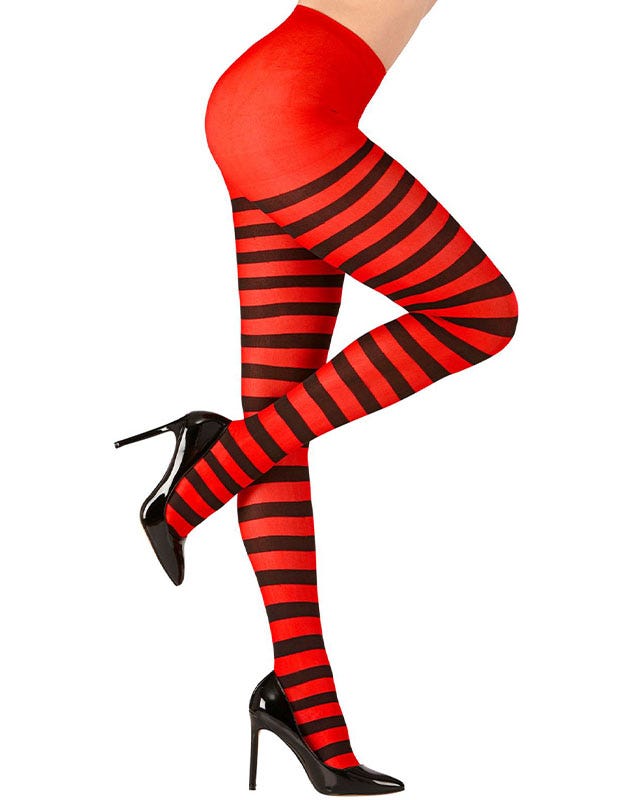 Black & Red Striped Tights - Adult – product image 2