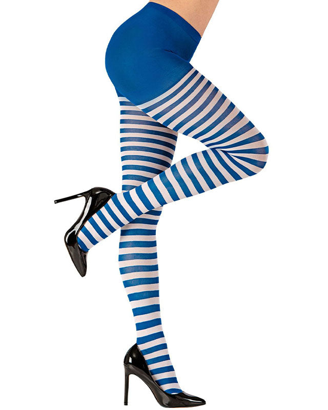 White & Blue Striped Tights - Adult – product image 4