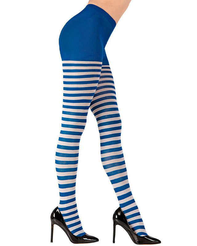 White & Blue Striped Tights - Adult – product image 3