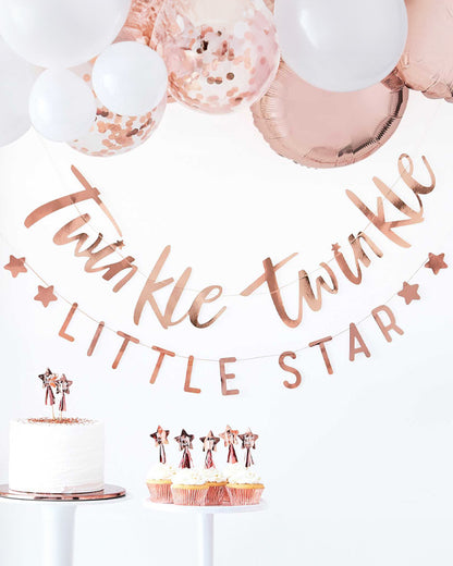 Twinkle Twinkle Rose Gold Paper Banner - 1.5m