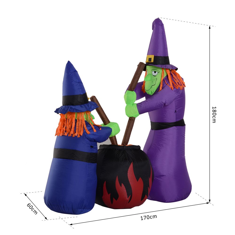 1.8m Inflatable Halloween Lawn Deco with LED Witches Around A Black Cauldron – product image 3