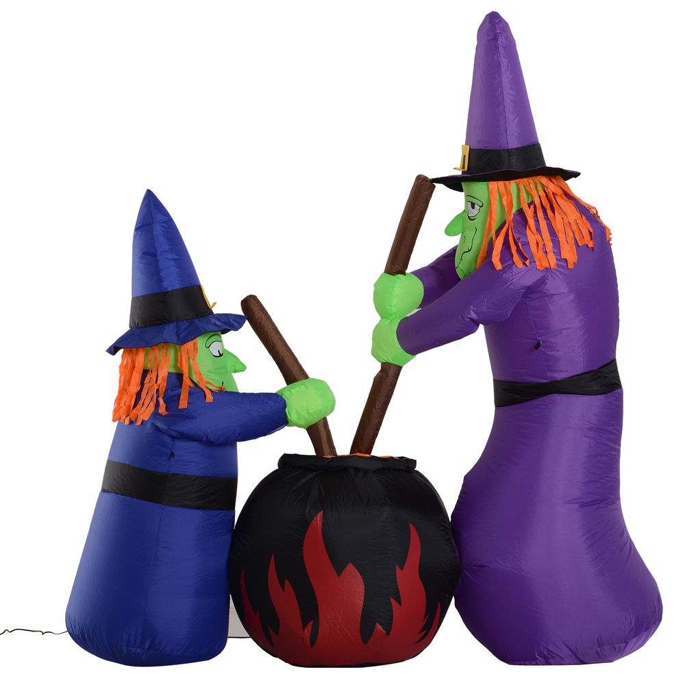 1.8m Inflatable Halloween Lawn Deco with LED Witches Around A Black Cauldron – product image 4