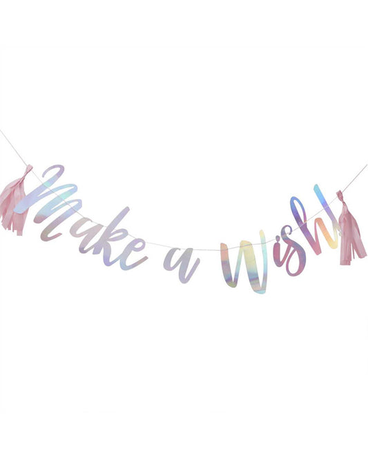 Unicorn Wishes 'Make A Wish' Iridescent Letter Banner - 1.5m