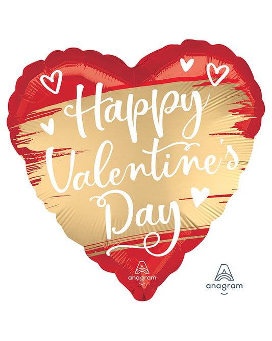 Happy Valentine's Day Gold Heart Balloon - 18" Foil