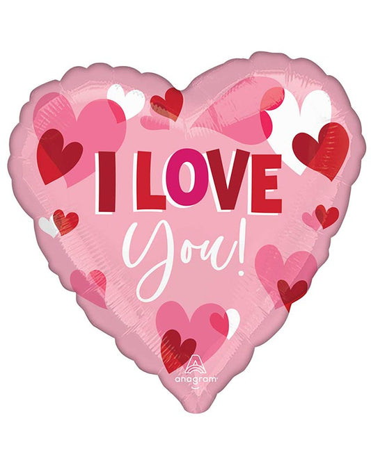 I Love You Playful Hearts Jumbo Balloon - 28" Foil
