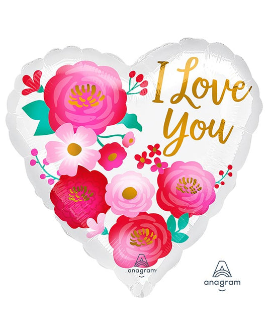 I Love You Ombre Flowers Balloon - 18" Foil
