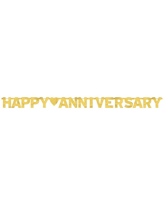 Gold Foil Happy Anniversary Letter Banner - 2m