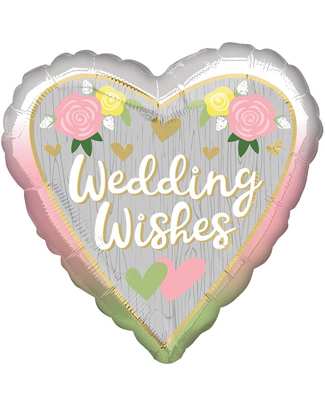 Wedding Wishes Ombre Heart Balloon - 18" Foil