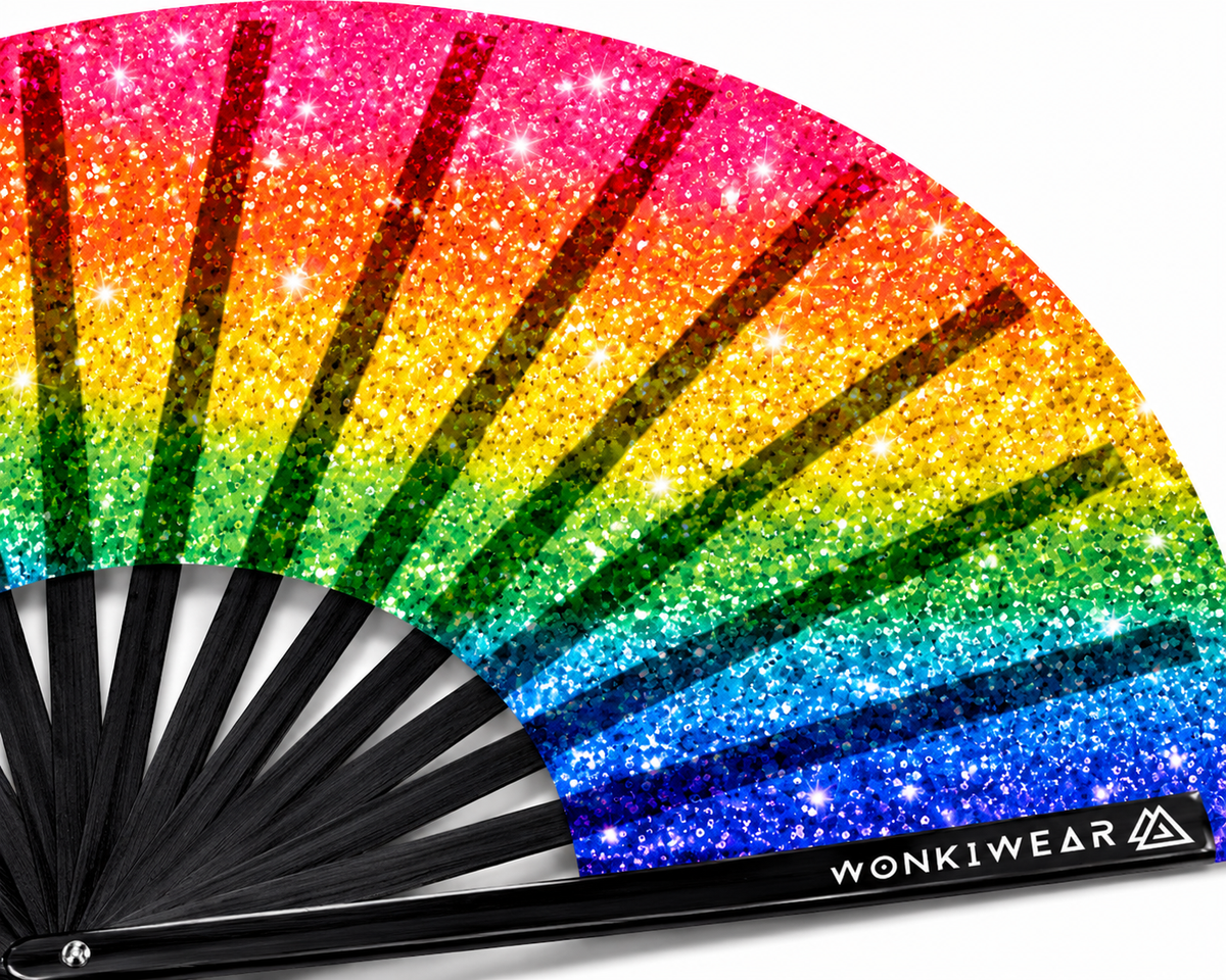 Rainbow Glitter XL UV Reactive Festival Fan – product image 3