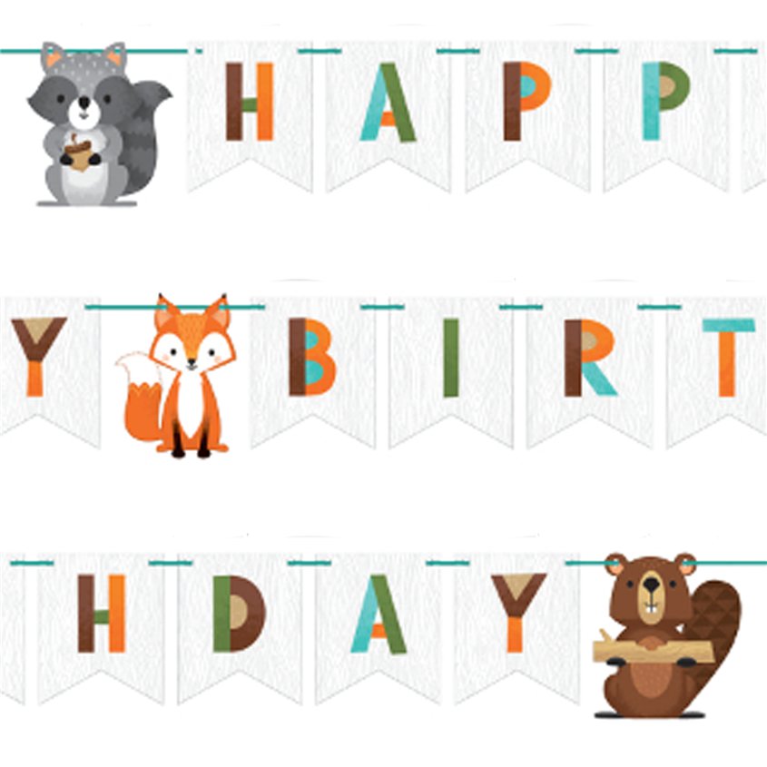 Woodland Animals 'Happy Birthday' Ribbon Banner - 2.5m – product image 2