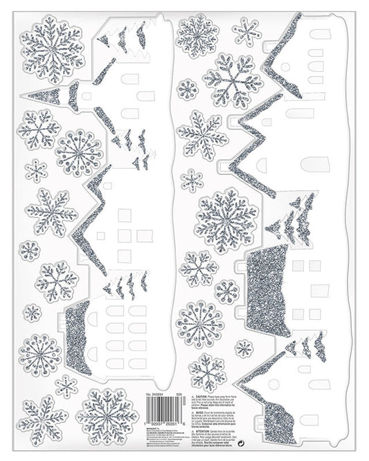 White Village Glitter Window Clings