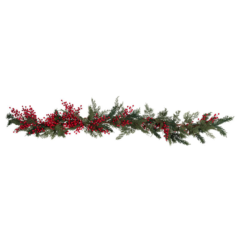 Red Berry Foliage Garland – product image 2
