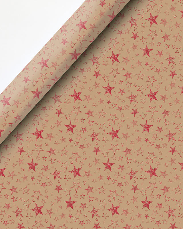 Red Stars Christmas Gift Wrap - 4m
