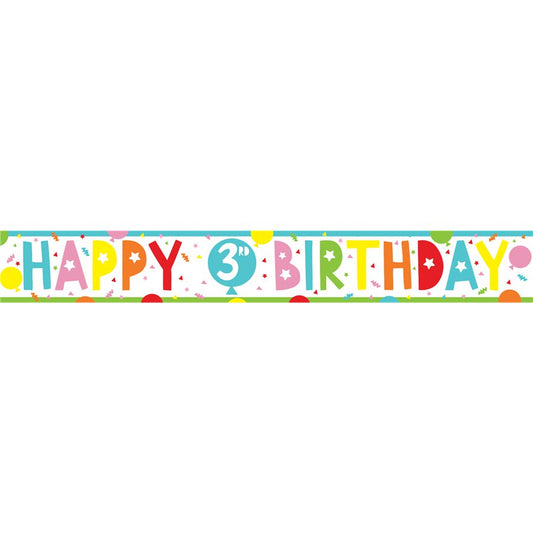 3rd Birthday Paper Banners - 1m (3pk)