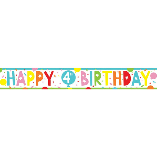 4th Birthday Paper Banners - 1m (3pk)