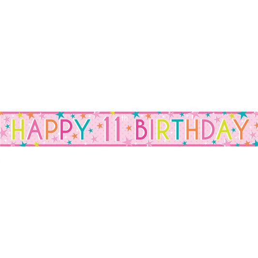 Girls 11th Birthday Paper Banners - 1m (3pk)